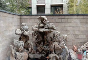 假山雕塑-庭院小型池塘灵璧石假山景观