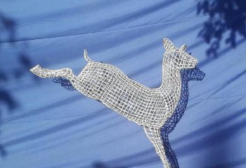 鹿雕塑-户外景区不锈钢镂空一只跳跃的鹿雕塑