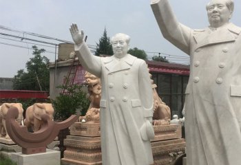 毛泽东雕塑-汉白玉挥手的户外广场伟人石雕毛泽东雕塑