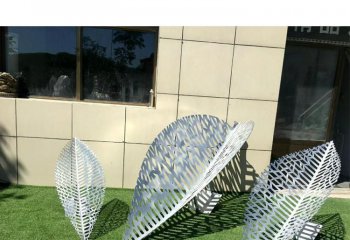 树叶雕塑-大学操场不锈钢树叶镂空雕塑
