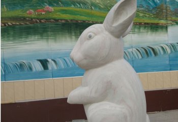 兔子雕塑-公园庭院一只白色石雕兔子雕塑