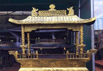 香炉雕塑-佛教四龙柱黄铜铸造香炉雕塑