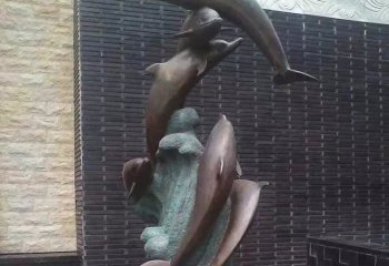 海豚雕塑-景区多只跳跃的不锈钢海豚雕塑