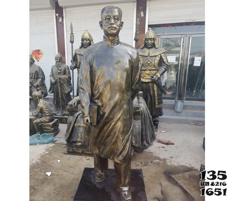 陶行知雕塑-校园名人立式铜雕陶行知雕塑高清图片