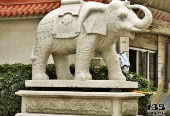 大象雕塑-酒店创意景观大理石石雕大象雕塑