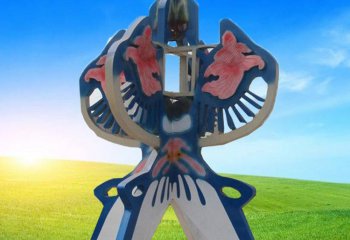 风筝雕塑-旅游文化小镇广场摆放蓝色彩绘不锈钢风筝雕塑