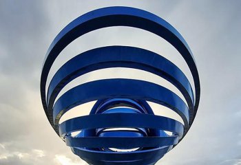 花环雕塑-学校企业广场蓝色锻造不锈钢花环雕塑