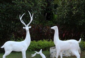 鹿雕塑-公园景观玻璃钢三只鹿雕塑