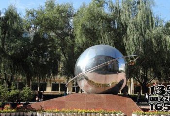 地球仪雕塑-广场不锈钢球镜面地球仪雕塑