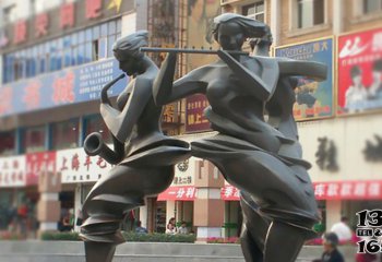 吹奏雕塑-不锈钢吹笛子人物广场雕塑吹奏雕塑