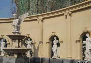 天使雕塑-别墅景观汉白玉天使喷泉石雕塑