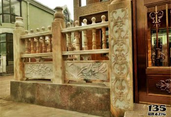 栏杆栏板雕塑-庭院晚霞红浮雕围墙欧式罗马柱栏杆栏板雕塑