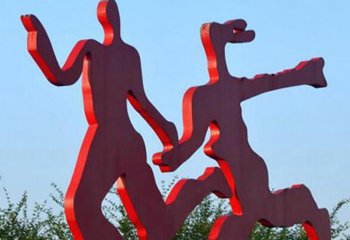 跑步雕塑-广场不锈钢抽象情侣跑步运动雕塑