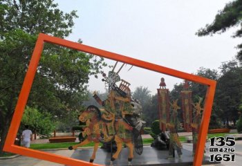 皮影戏雕塑-公园园林摆放创意不锈钢皮影戏雕塑
