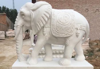 大象雕塑-汉白玉石雕浮雕庭院大象雕塑