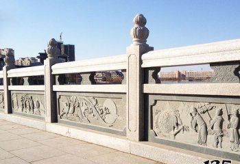 栏杆栏板雕塑-公园湖景浮雕人物花岗岩栏杆栏板雕塑