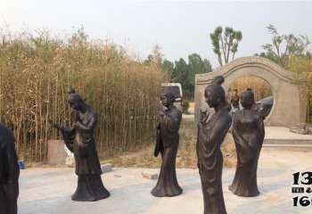 女孩雕塑-公园景区古代人物铜雕女孩雕塑