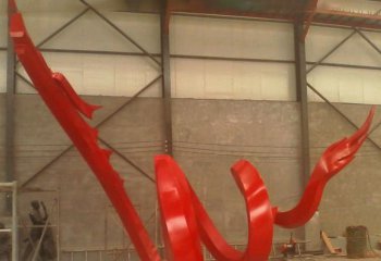飘带雕塑-景区商厦旋转的不锈钢红色飘带