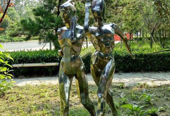 竞走雕塑-镜面不锈钢竞走运动比赛公园雕塑