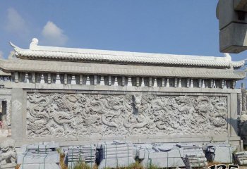 九龙壁雕塑-园林广场青石雕刻九龙影壁