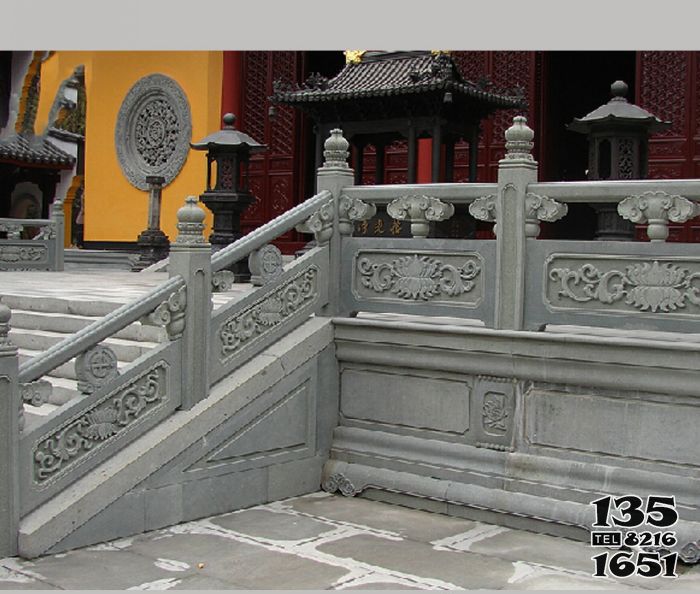 栏杆栏板雕塑-寺院景观基底仿古青石雕刻花纹栏杆雕塑