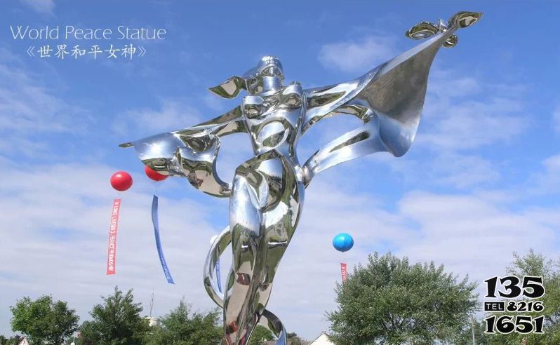 女孩雕塑-不锈钢世界和平女神广场雕塑高清图片