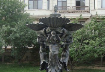 喷泉雕塑-公园西方人物喷泉景观铸造青铜雕塑