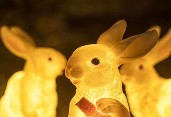 兔子雕塑-三只室内照明玻璃钢兔子雕塑