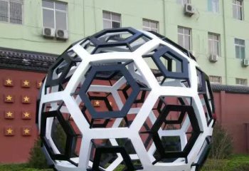 足球雕塑-不锈钢创意校园足球雕塑