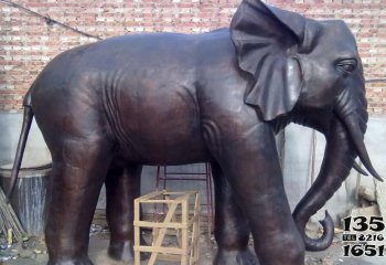 大象雕塑-玻璃钢仿铜石雕户外园林大型景观大象雕塑
