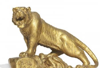 虎雕塑-室内摆放的金色的玻璃钢喷漆虎雕塑