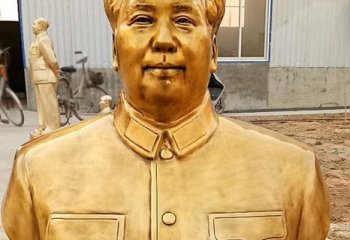 毛泽东雕塑-景区伟人毛主席鎏金胸像毛泽东雕塑