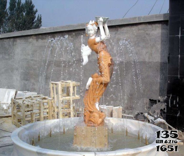 喷泉雕塑-汉白玉西方人物公园石雕喷泉