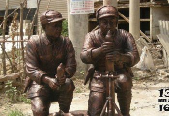 战士雕塑-景区铜雕放手榴弹的革命战士雕塑