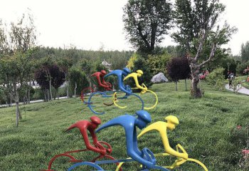 自行车雕塑-抽象骑自行车公园景观雕塑