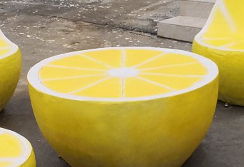 桌椅雕塑-甜品店摆放玻璃钢柠檬休闲桌子