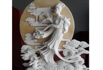 嫦娥雕塑-别墅庭院汉白玉嫦娥奔月浮雕石雕塑