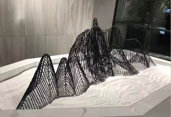 假山雕塑-酒店大堂室内创意假山不锈钢铁艺造型