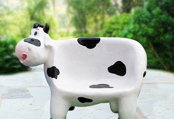 牛雕塑-公园一个奶牛座椅玻璃钢牛雕塑