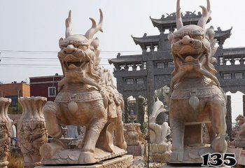 麒麟雕塑-景区门口大型石雕神兽麒麟雕塑