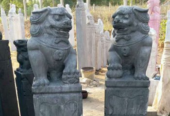 拴马柱雕塑-农场摆放青石狮子雕刻拴马柱雕塑