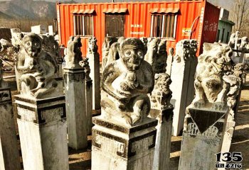 拴马柱雕塑-园林景区摆放雕刻猴子造型拴马柱雕塑
