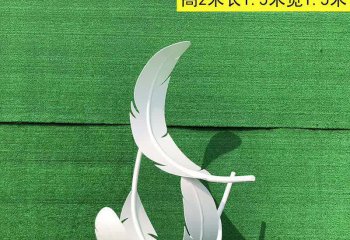羽毛雕塑-商业街大型白色不锈钢羽毛雕塑