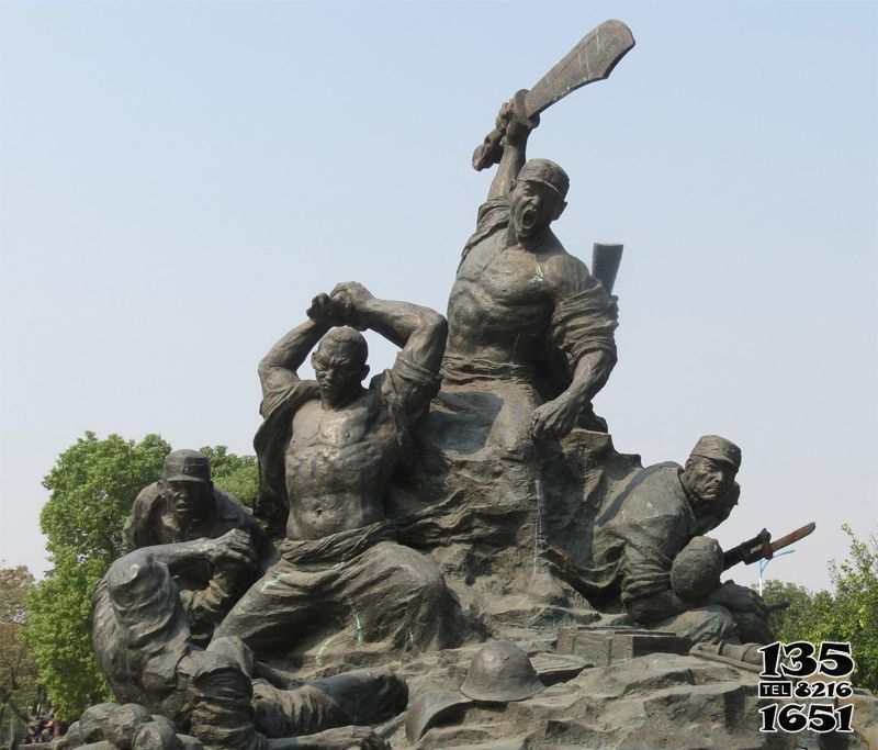 八路军雕塑-景区创意打仗雕人物铜雕八路军雕塑高清图片