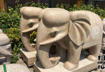大象雕塑-户外广场创意石雕砂石大象雕塑