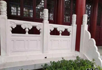 栏杆栏板雕塑-寺院台阶汉白玉扶手栏杆栏板雕塑