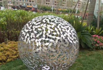 镂空球雕塑-花园广场银杏树叶不锈钢镂空球雕塑
