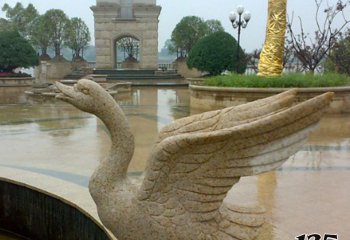 天鹅雕塑-湖边海边黄蜡石锻造的飞翔天鹅雕塑