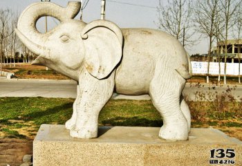 大象雕塑-户外广场创意大理石石雕大象雕塑