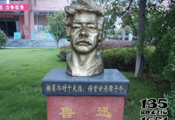 鲁迅雕塑-校园不锈钢头像世界伟人鲁迅雕塑